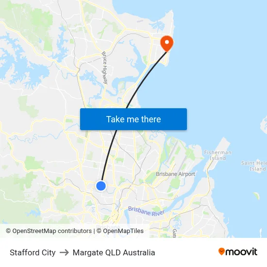 Stafford City to Margate QLD Australia map