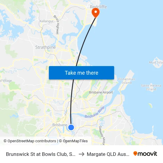 Brunswick St at Bowls Club, Stop 16 to Margate QLD Australia map