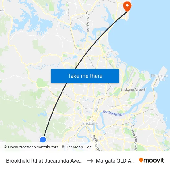 Brookfield Rd at Jacaranda Avenue, Stop 43 to Margate QLD Australia map