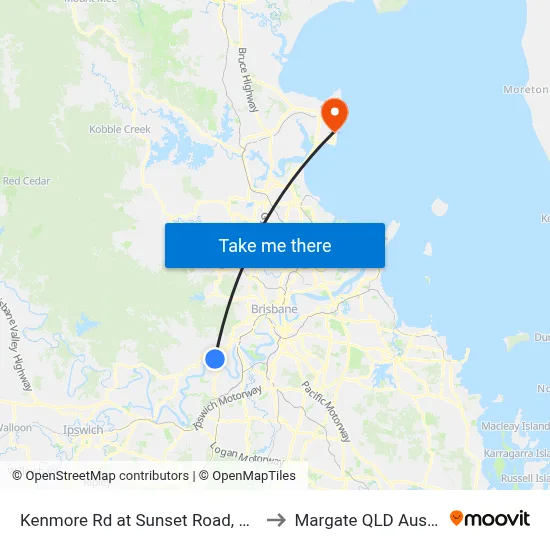 Kenmore Rd at Sunset Road, Stop 45 to Margate QLD Australia map