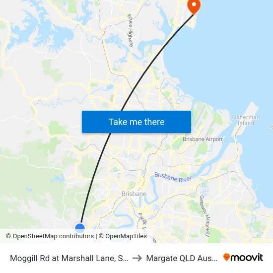 Moggill Rd at Marshall Lane, Stop 32 to Margate QLD Australia map