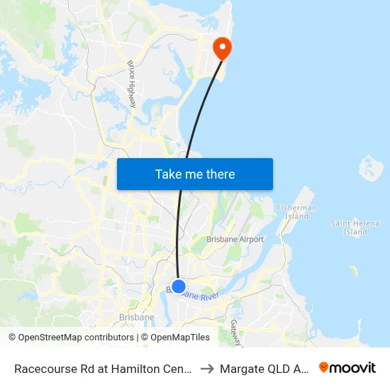 Racecourse Rd at Hamilton Central, Stop 20 to Margate QLD Australia map