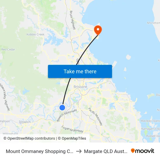 Mount Ommaney Shopping Centre to Margate QLD Australia map