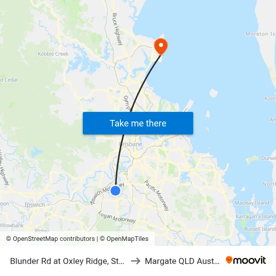 Blunder Rd at Oxley Ridge, Stop 67 to Margate QLD Australia map