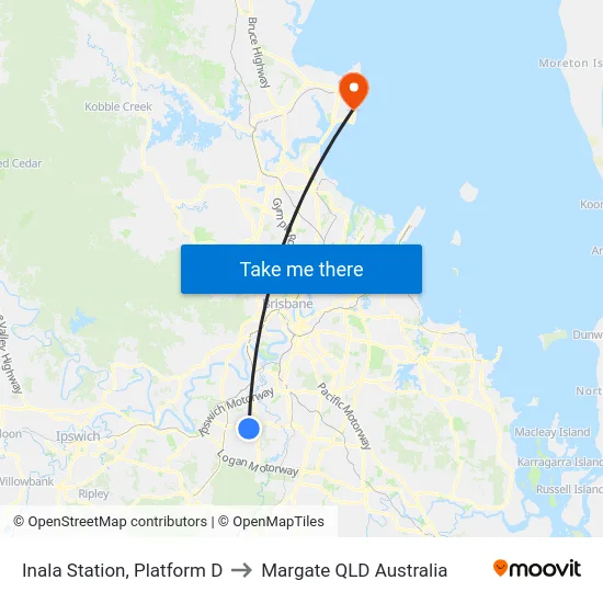 Inala Station, Platform D to Margate QLD Australia map