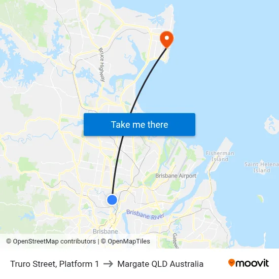 Truro Street, Platform 1 to Margate QLD Australia map