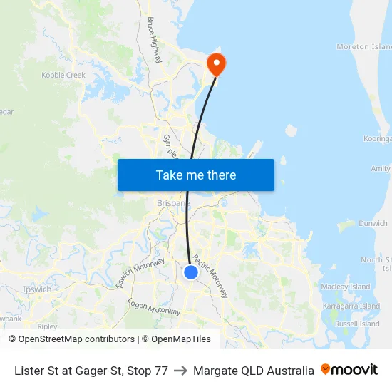 Lister St at Gager St, Stop 77 to Margate QLD Australia map