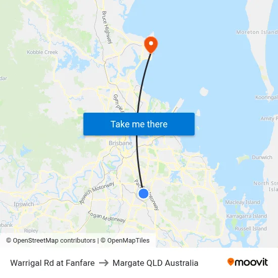 Warrigal Rd at Fanfare to Margate QLD Australia map