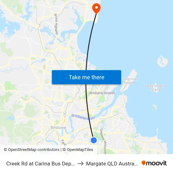 Creek Rd at Carina Bus Depot to Margate QLD Australia map