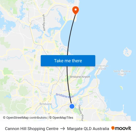 Cannon Hill Shopping Centre to Margate QLD Australia map