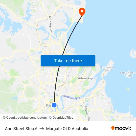 Ann Street Stop 6 to Margate QLD Australia map