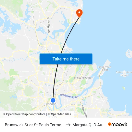 Brunswick St at St Pauls Terrace, Stop 5 to Margate QLD Australia map