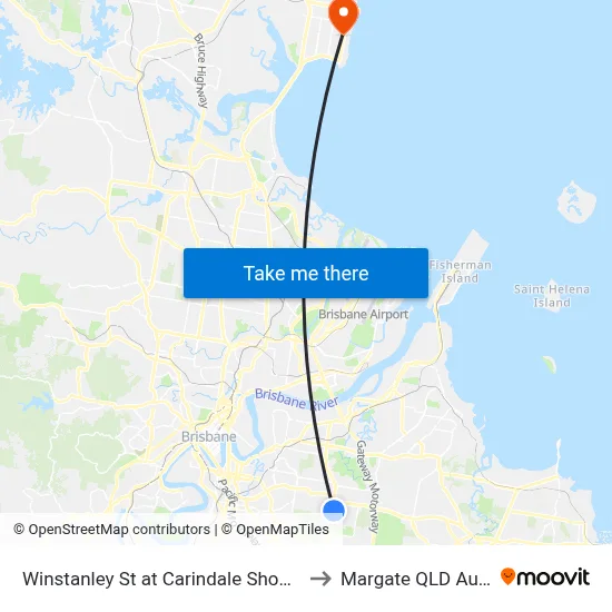 Winstanley St at Carindale Shops, Stop 49 to Margate QLD Australia map