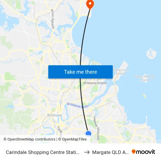 Carindale Shopping Centre Station, Platform C to Margate QLD Australia map