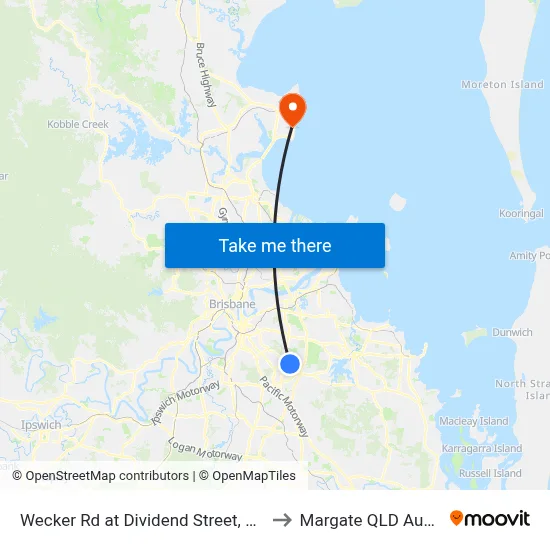Wecker Rd at Dividend Street, Stop 64a to Margate QLD Australia map