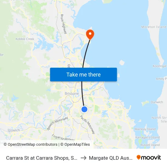 Carrara St at Carrara Shops, Stop 52 to Margate QLD Australia map