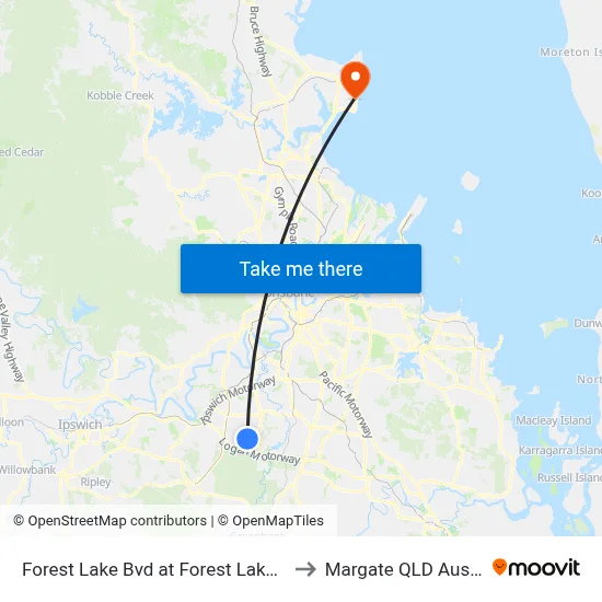 Forest Lake Bvd at Forest Lake Shops to Margate QLD Australia map
