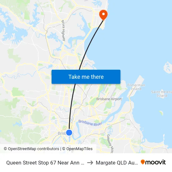 Queen Street Stop 67 Near Ann St (Orient) to Margate QLD Australia map