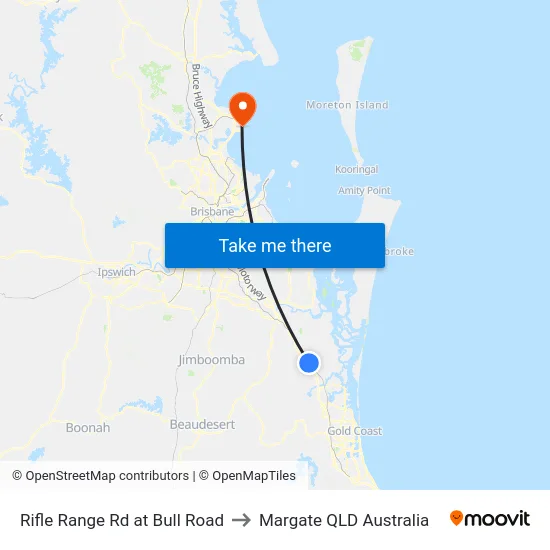 Rifle Range Rd at Bull Road to Margate QLD Australia map