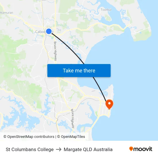 St Columbans College to Margate QLD Australia map