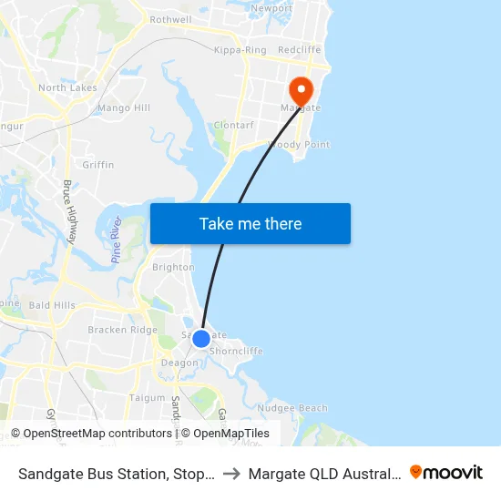 Sandgate Bus Station, Stop 2 to Margate QLD Australia map