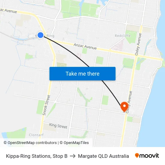 Kippa-Ring Stations, Stop B to Margate QLD Australia map