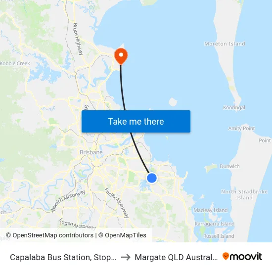 Capalaba Bus Station, Stop E to Margate QLD Australia map