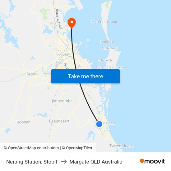 Nerang Station, Stop F to Margate QLD Australia map