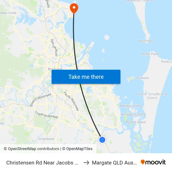 Christensen Rd Near Jacobs Well Rd to Margate QLD Australia map
