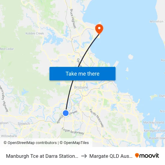 Manburgh Tce at Darra Station, Stop B to Margate QLD Australia map