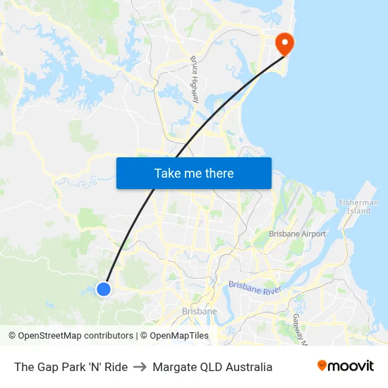 The Gap Park 'N' Ride to Margate QLD Australia map