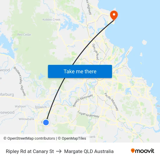 Ripley Rd at Canary St to Margate QLD Australia map