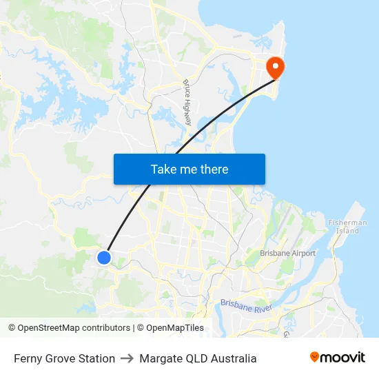 Ferny Grove Station to Margate QLD Australia map