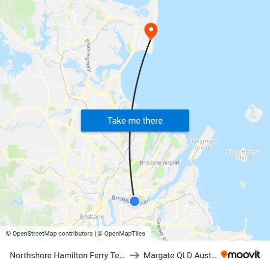 Northshore Hamilton Ferry Terminal to Margate QLD Australia map