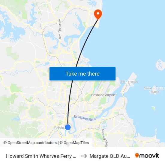 Howard Smith Wharves Ferry Terminal to Margate QLD Australia map