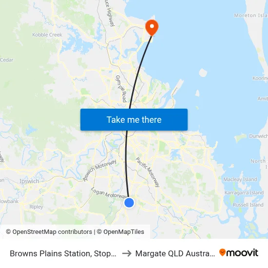 Browns Plains Station, Stop 1a to Margate QLD Australia map