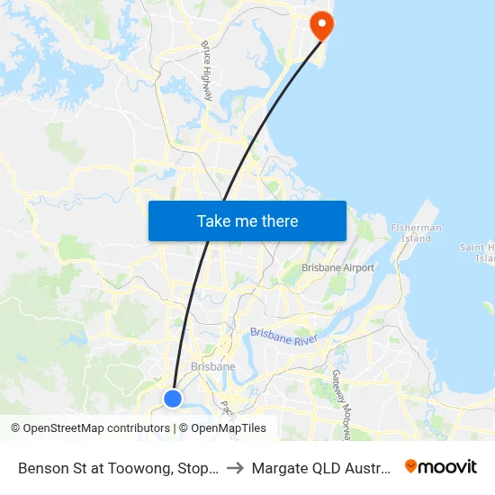 Benson St at Toowong, Stop 14 to Margate QLD Australia map