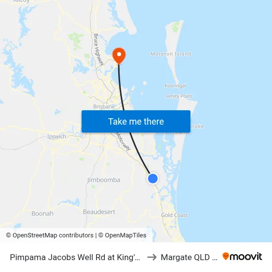 Pimpama Jacobs Well Rd at King's Christian College to Margate QLD Australia map
