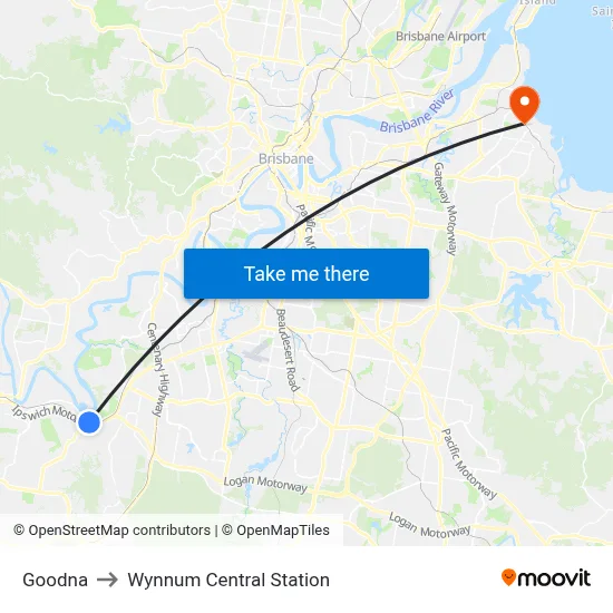 Goodna to Wynnum Central Station map