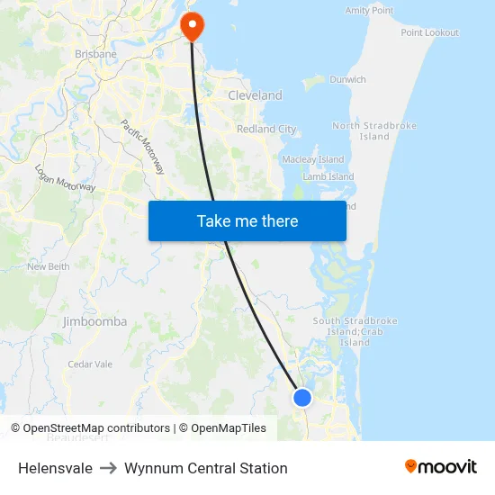 Helensvale to Wynnum Central Station map