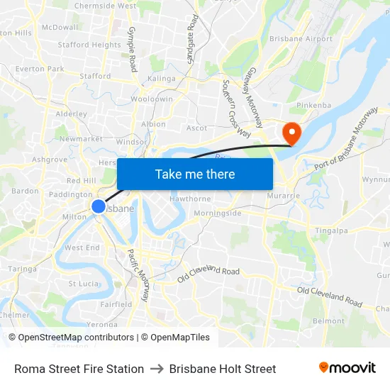 Roma Street Fire Station to Brisbane Holt Street map