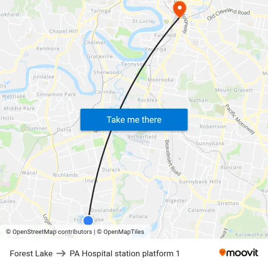 Forest Lake to PA Hospital station platform 1 map