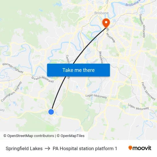 Springfield Lakes to PA Hospital station platform 1 map