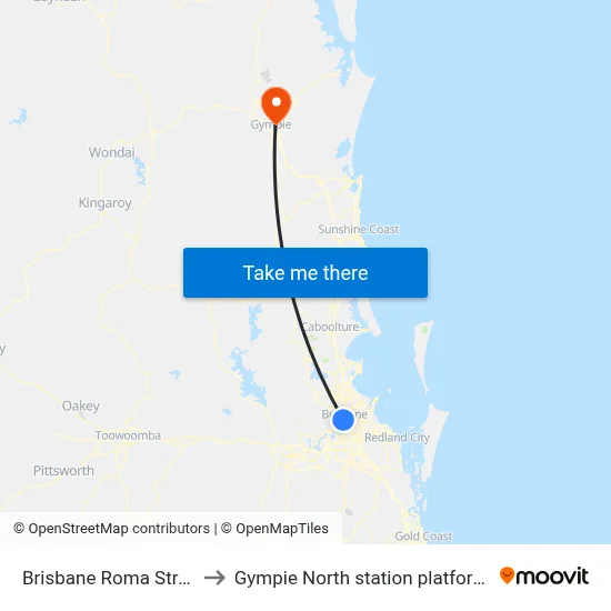 Brisbane Roma Street to Gympie North station platform 1 map
