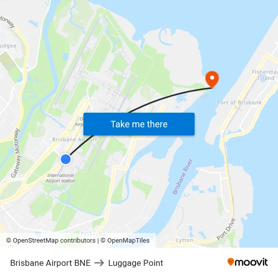 Brisbane Airport BNE to Luggage Point map