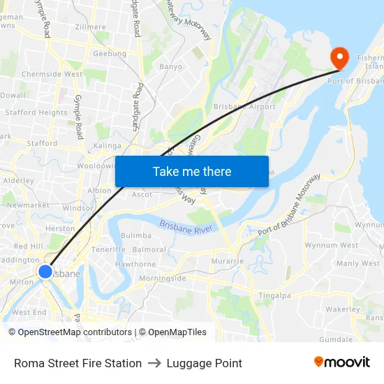 Roma Street Fire Station to Luggage Point map