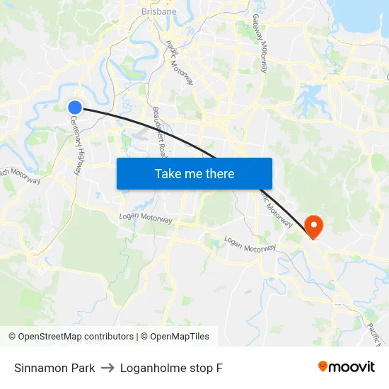 Sinnamon Park to Loganholme stop F map