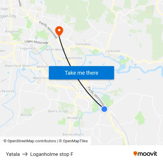 Yatala to Loganholme stop F map
