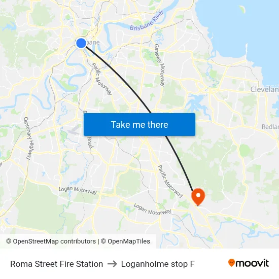Roma Street Fire Station to Loganholme stop F map