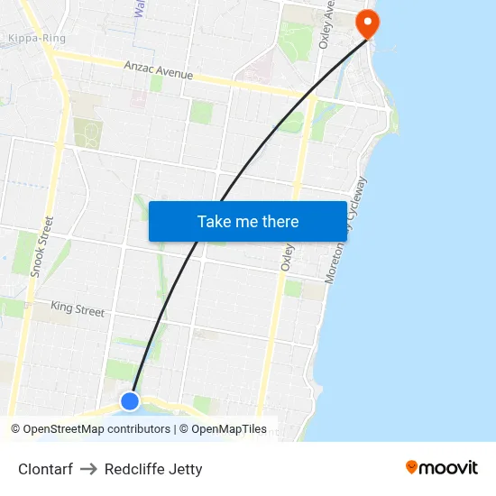 Clontarf to Redcliffe Jetty map